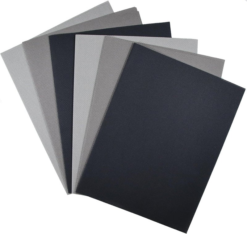 KCS 6 pc of 12" x 18"(30cmx45cm) 14CT Counted Cotton Aida Cloth Cross Stitch Fabric (Medium Grey+Dark Grey+Black) - Image 1